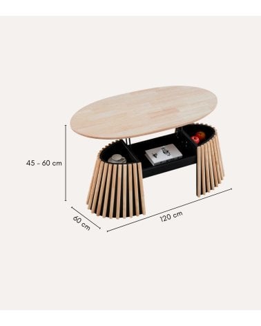 Mesa de Centro Grove Elevable de Madera de Roble