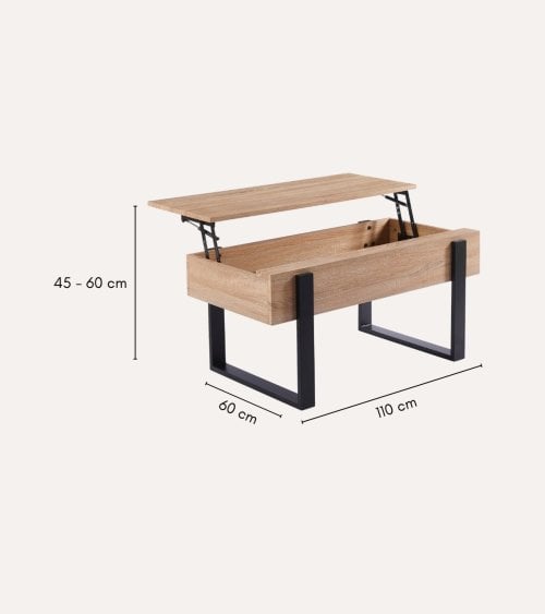 Mesa de Centro Industrial Elevable de MDF