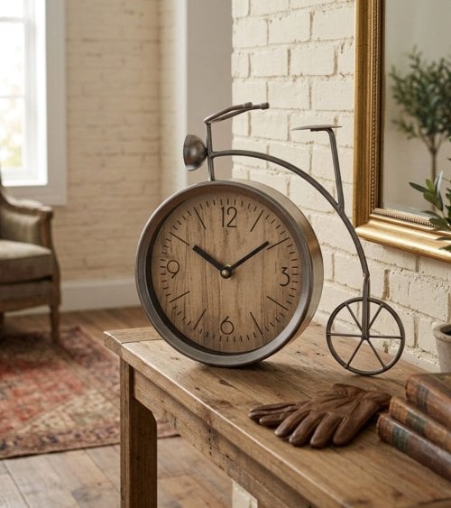 Reloj de Sobremesa Bicicleta Vintage de Metal