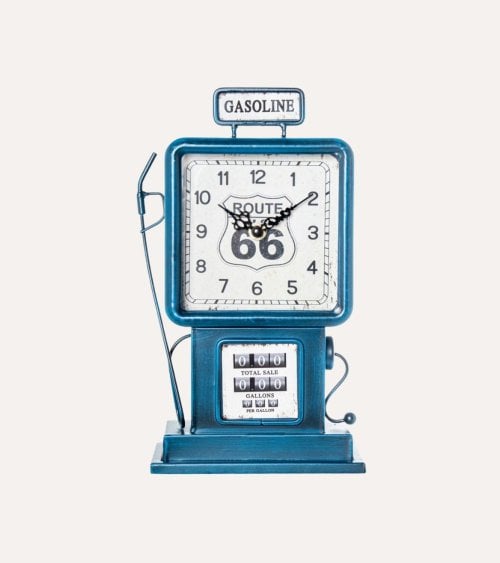 Reloj Sobremesa Surtidor de Gasolina Vintage de Metal