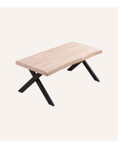 Mesa de Centro Xena Elevable con Borde Tallado de Madera de Roble