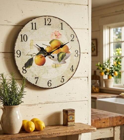 Reloj de Pared Limones Vintage de Madera