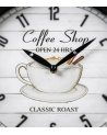 Reloj de Pared Taza de Café y Agujas Ovaladas de Madera