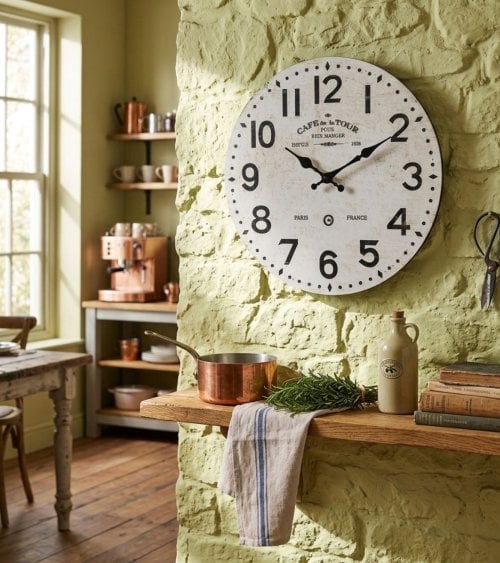 Reloj de Pared Vintage Francés de Madera