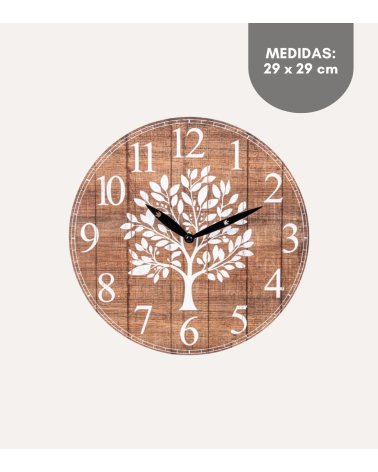 Reloj de Pared Arbolo Estilo Desgastado de Madera