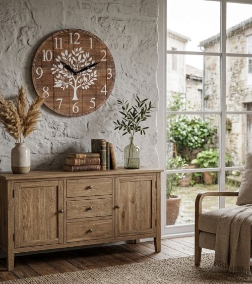 Reloj de Pared Arbolo Estilo Desgastado de Madera