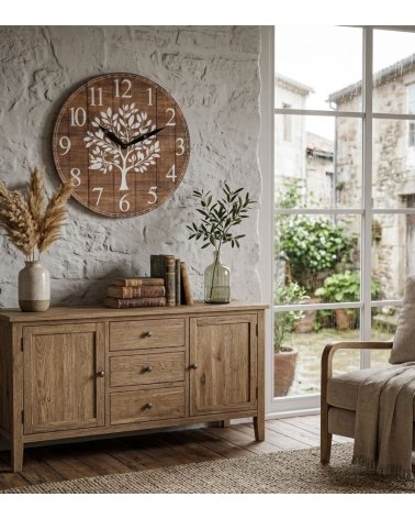 Reloj de Pared Arbolo Estilo Desgastado de Madera