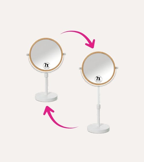Espejo de Mesa Extensible con 2 Caras con Aumento de Metal