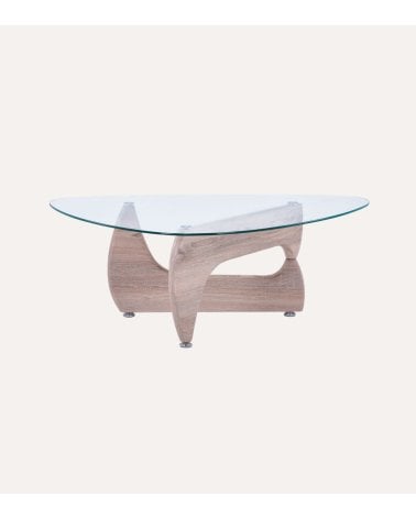 Mesa de Centro Leyna de Cristal Templado con Patas Efecto Mármol