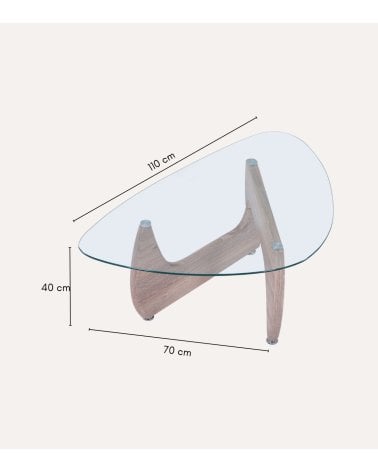 Mesa de Centro Leyna de Cristal Templado con Patas Efecto Mármol
