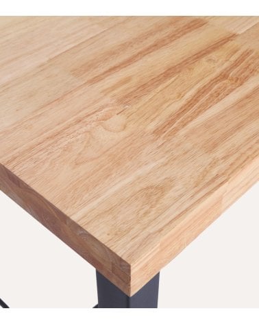 Mesa Alta de Bar Loft con Apoyapiés de Madera de Roble y Metal