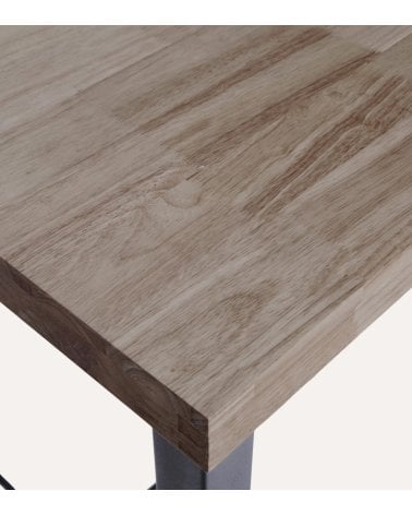 Mesa Alta de Bar Loft con Apoyapiés de Madera de Roble y Metal
