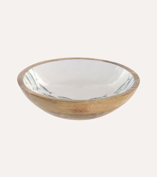Centro de Mesa Lacado con Peces de Madera de Mango