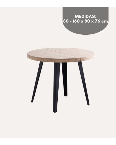 Mesa de Comedor Berg Extensible de Madera de Roble