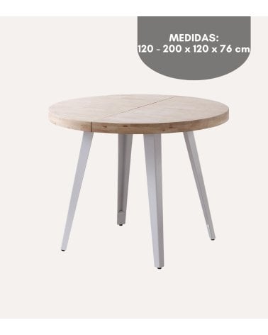 Mesa de Comedor Berg Extensible de Madera de Roble