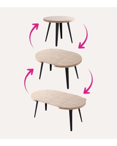 Mesa de Comedor Berg Extensible de Madera de Roble