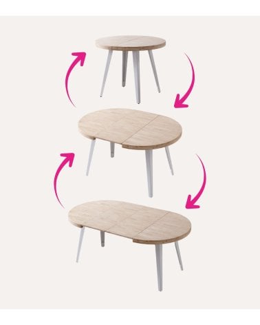 Mesa de Comedor Berg Extensible de Madera de Roble