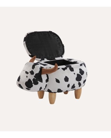 Puff Infantil Vaca con Arcón de Madera y Polipiel