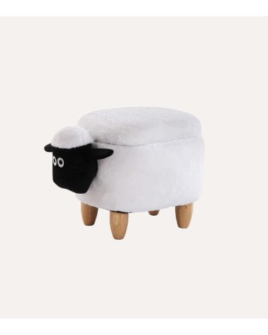 Puff Infantil Oveja con Arcón de Madera y Polipiel