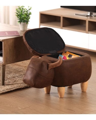 Puff Infantil Toro con Arcón de Madera y Polipiel