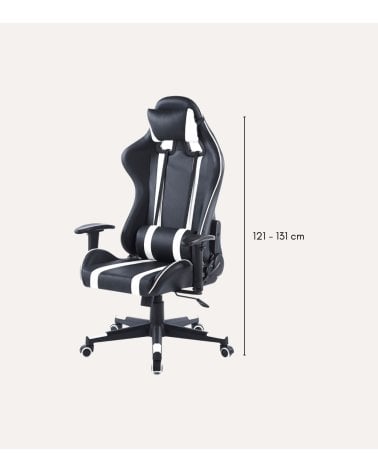 Silla de Oficina Gamer Racing Pro de Polipiel con Cojín Lumbar y Cervical