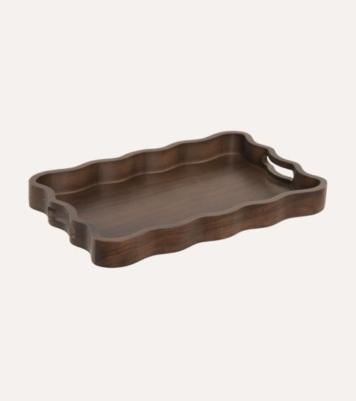 Bandeja  Decorativa Ondulada Estilo Madera de MDF
