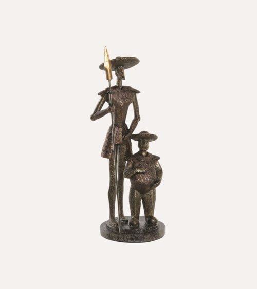 Figura Decorativa de El Quijote Estilo Bronce de Resina