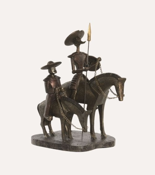 Figura Decorativa de Don Quijote y Sancho Panza a Caballo de Resina