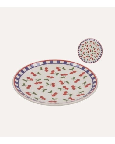 Plato de Postre Cerezas de Cerámica