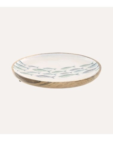 Centro de Mesa Llano con Peces de Madera de Mango