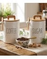 Bote para Cocina con Cuchara de Porcelana y Bambú