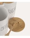 Bote para Cocina con Cuchara de Porcelana y Bambú