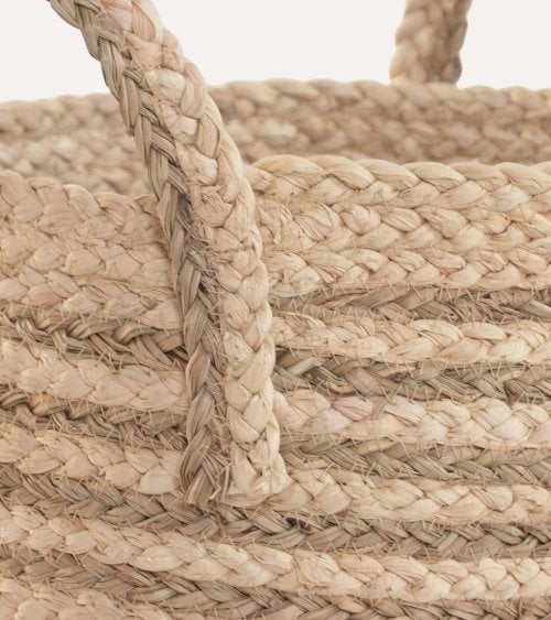 Cesta Natural a Rayas con Asas de Fibra
