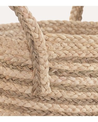 Cesta Natural a Rayas con Asas de Fibra