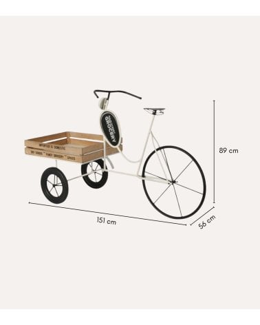 Portamacetas Bicicleta Grocery con Cesta de Madera y Metal