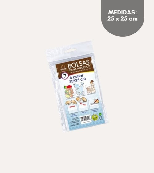 Set de 8 Bolsas Hermeticas con Abre Facil de Plástico