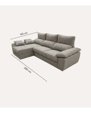 Sofá Chaise Longue Munich con Arcón y Asientos Deslizantes de Carro