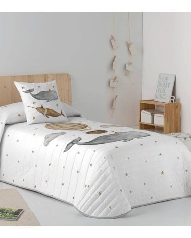 Colcha Bouti Infantil Willy con Ballenas y Estrellas