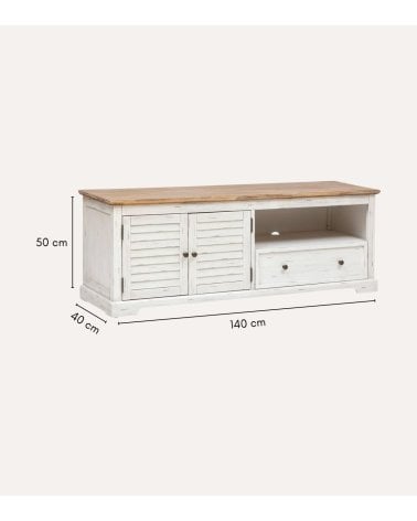 Mueble de TV Olbia con 2 Puertas y Un Cajón de Madera de Acacia