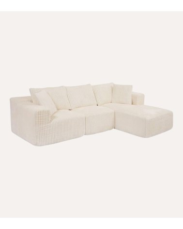 Sofá Chaise Longue Modular Solka de 3 Plazas de Espuma y Poliéster