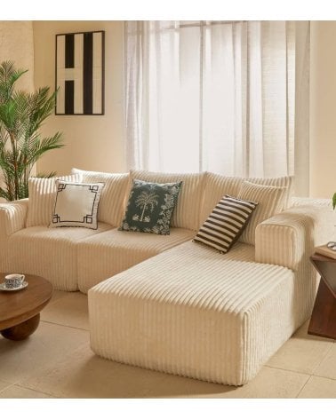 Sofá Chaise Longue Modular Solka de 3 Plazas de Espuma y Poliéster
