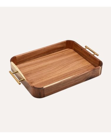 Bandeja  Sea Side de Madera de Acacia con Asas de Acero Inoxidable