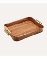 Bandeja  Sea Side de Madera de Acacia con Asas de Acero Inoxidable