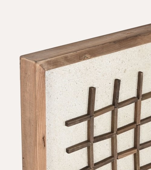 Cuadro con Diseño de Cuadricula Sea Side de Madera Reciclada de Pino
