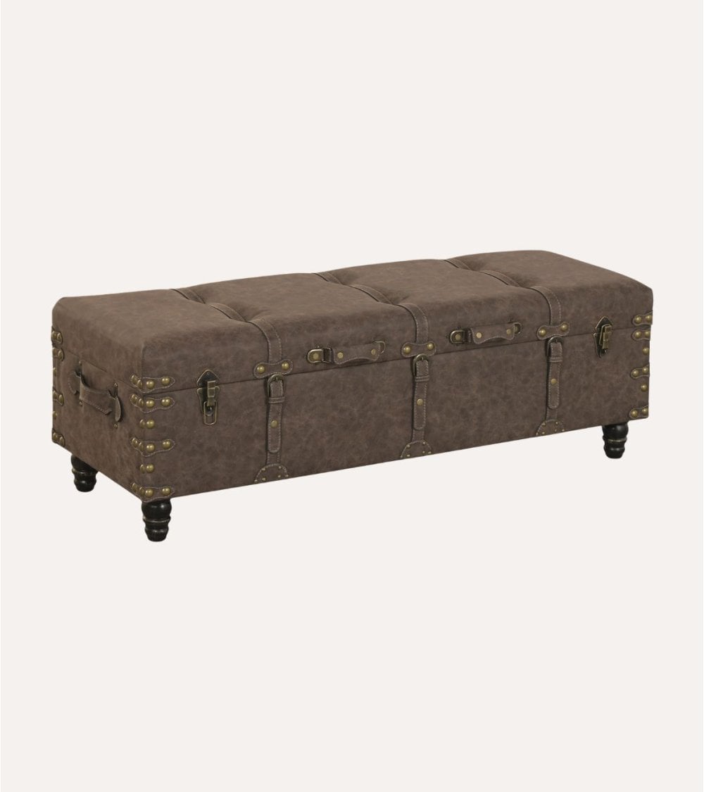 Pie de Cama descalzador Estilo Vintage  de PU y MDF