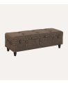 Pie de Cama descalzador Estilo Vintage  de PU y MDF