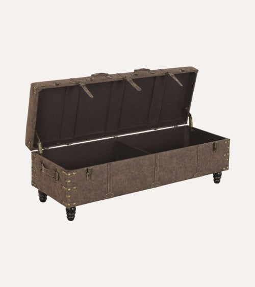 Pie de Cama descalzador Estilo Vintage  de PU y MDF