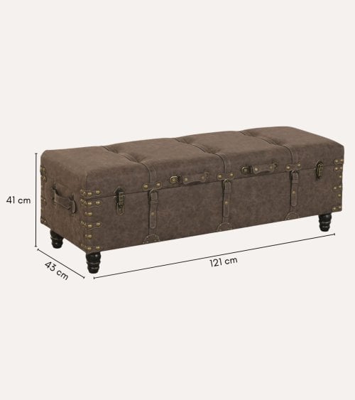 Pie de Cama descalzador Estilo Vintage  de PU y MDF