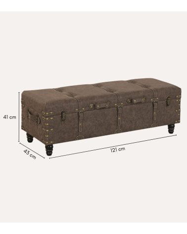 Pie de Cama descalzador Estilo Vintage  de PU y MDF