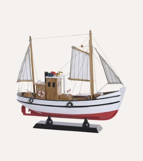 Figura de Barco Pesquero Decorativa Sea Side de Madera